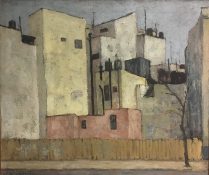 Enrique Echeverría, Casas en Insurgentes, Óleo, 1954